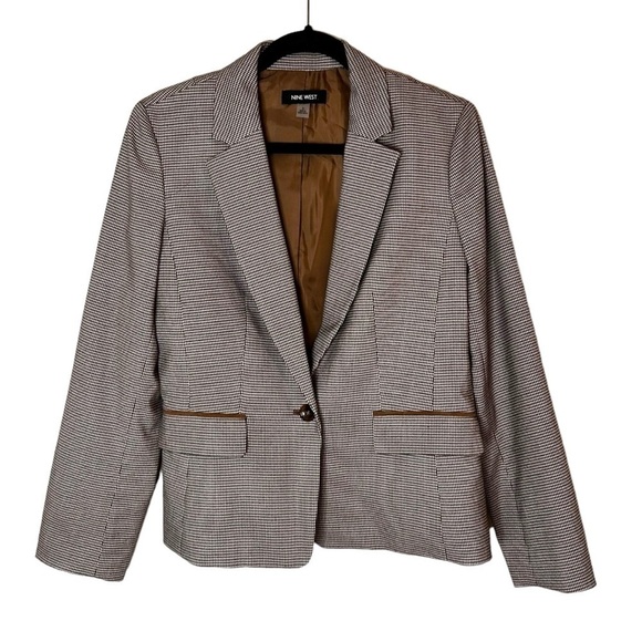 Nine West Women's Houndstooth Plaid Blazer - Picture 1 of 9